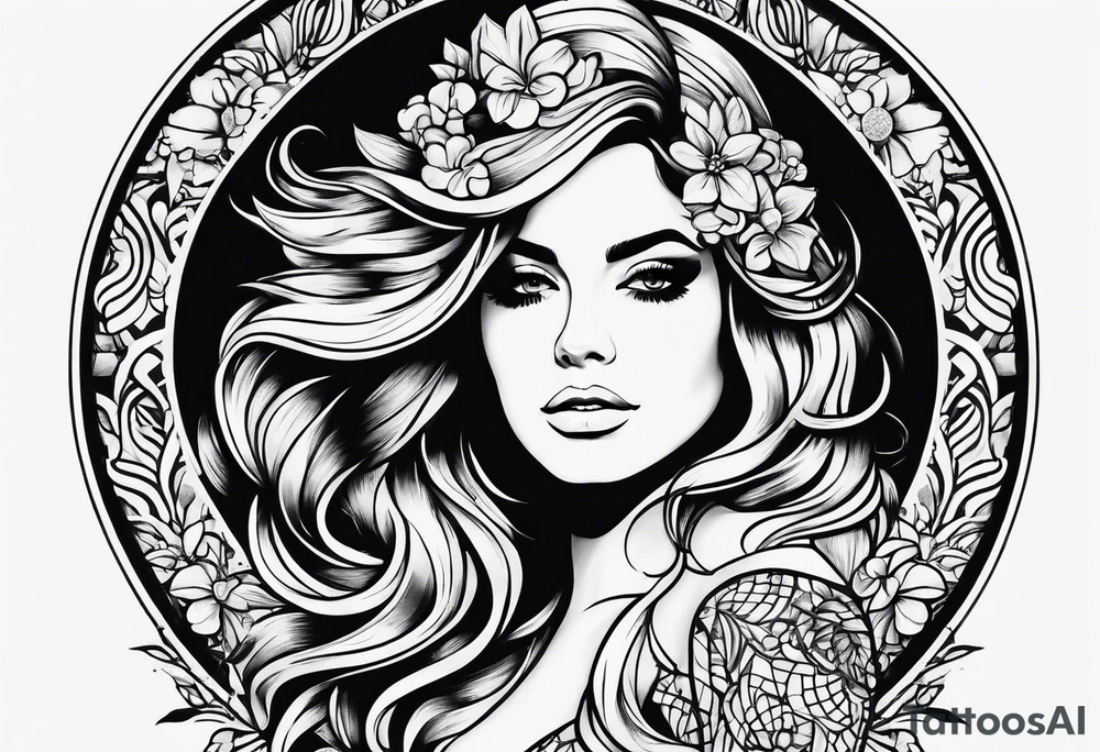 Lana del rey blackwork tattoo idea