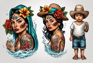 mexican
water-bearing woman and two little boys, tattoo idea