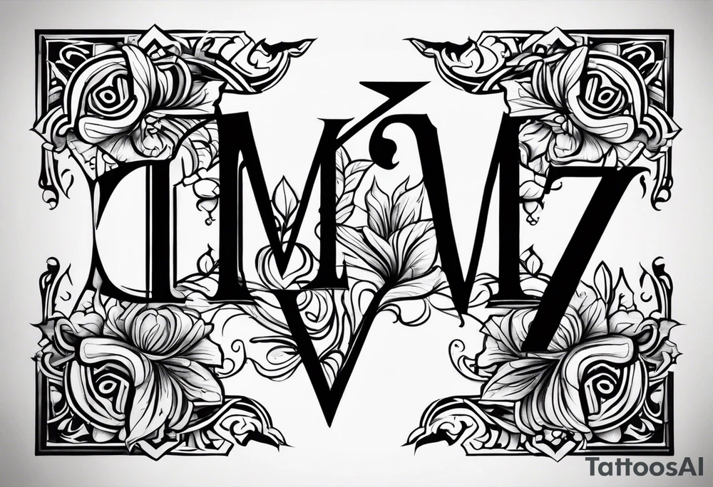 I need a tattoo and it has the letters M, Z, V, M, these are the letters that my children's and husband's names start with. something original tattoo idea