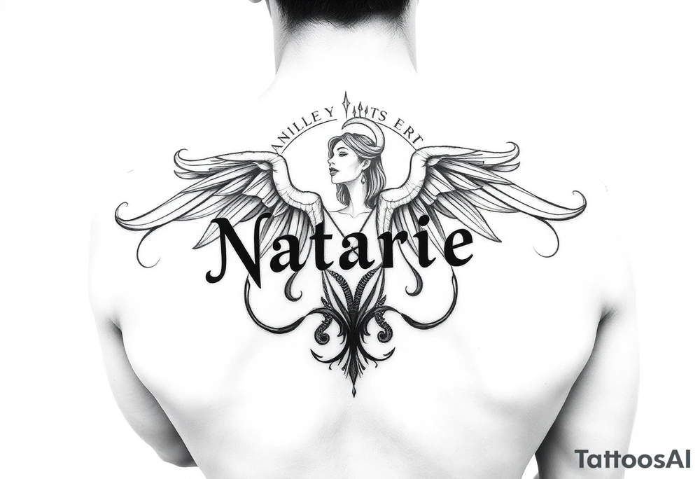 Create a simple tattoo as i am a girl based on my name, zodiac and birthplace 
Natharie, Aquarius, Dubai 
I dont like back tattoos tattoo idea