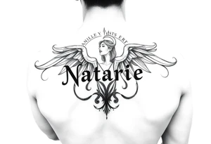 Create a simple tattoo as i am a girl based on my name, zodiac and birthplace 
Natharie, Aquarius, Dubai 
I dont like back tattoos tattoo idea