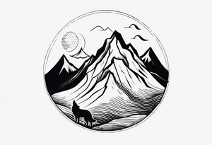 Mountain and Wolf tattoo idea
