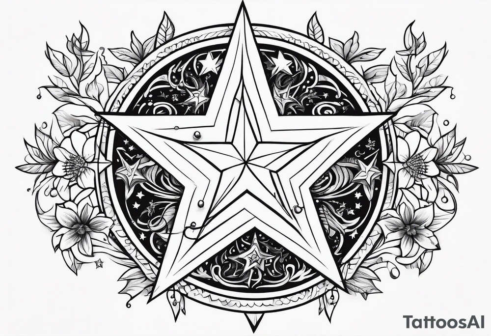 whimsical star and willow tattoo idea
