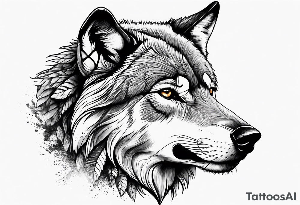 Mountains, wolf in it tattoo idea