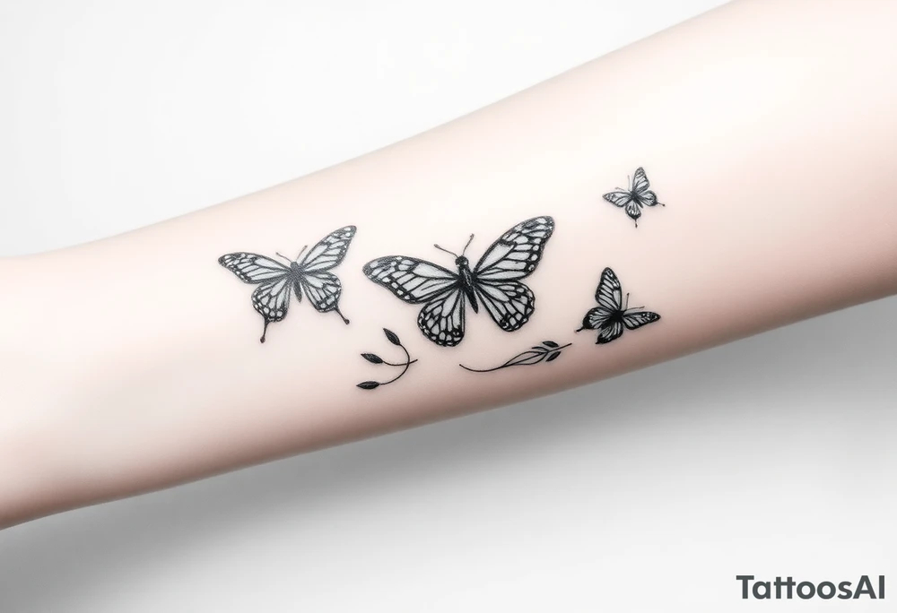 Anastacia in old English long beach California theme with butterflies tattoo idea