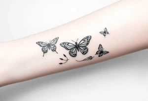 Anastacia in old English long beach California theme with butterflies tattoo idea