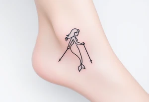 Mermaid outline with chopped tail and crutches tattoo idea