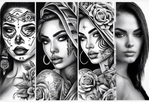 realistic chicano arm sleeve
women faces tattoo idea