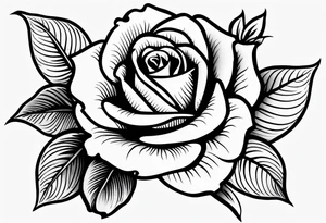 traditional style rose tattoo with the number 5 in it tattoo idea