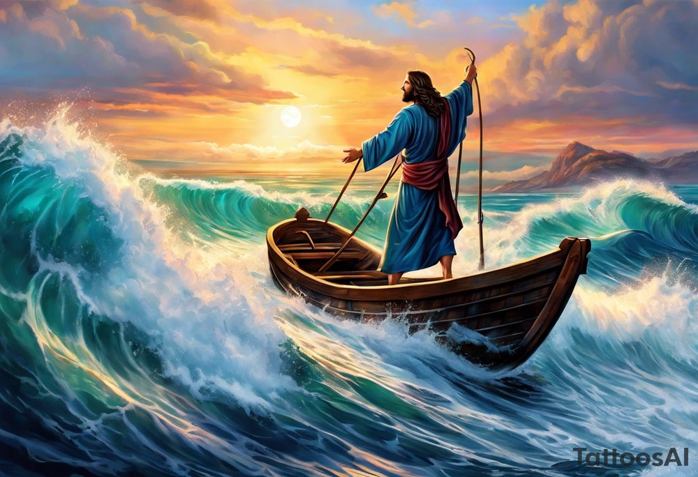 Jesus calming the sea tattoo idea