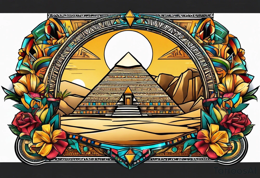 black egyptians , pyramids , and an ank tattoo idea