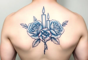 Blue, 2 roses, 2 candles tattoo idea