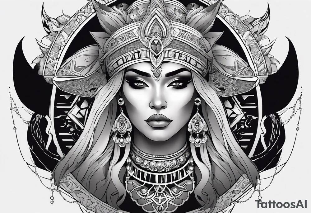kali ma, alien goddess, valkrye, aries, pirate, divine feminine, zenza resonance, pachamama, lotus azul, blank panther, eagle, skull, 5D, nueva gaya, dna 12 tattoo idea