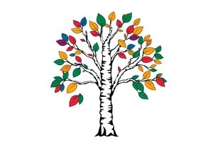 birch tree with coloured leaves tattoo idea
