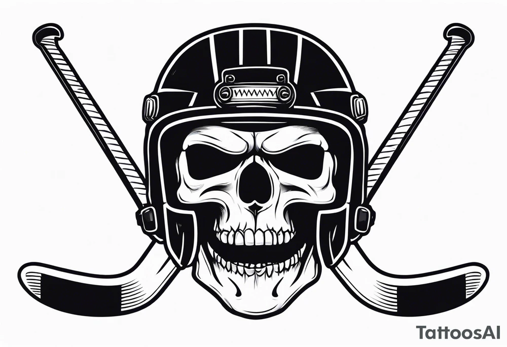 hockey skull with helmet tattoo idea