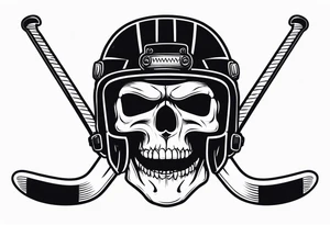 hockey skull with helmet tattoo idea
