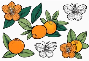 Azaleas and kumquats. Symmetrical diamond shape for sternum. tattoo idea