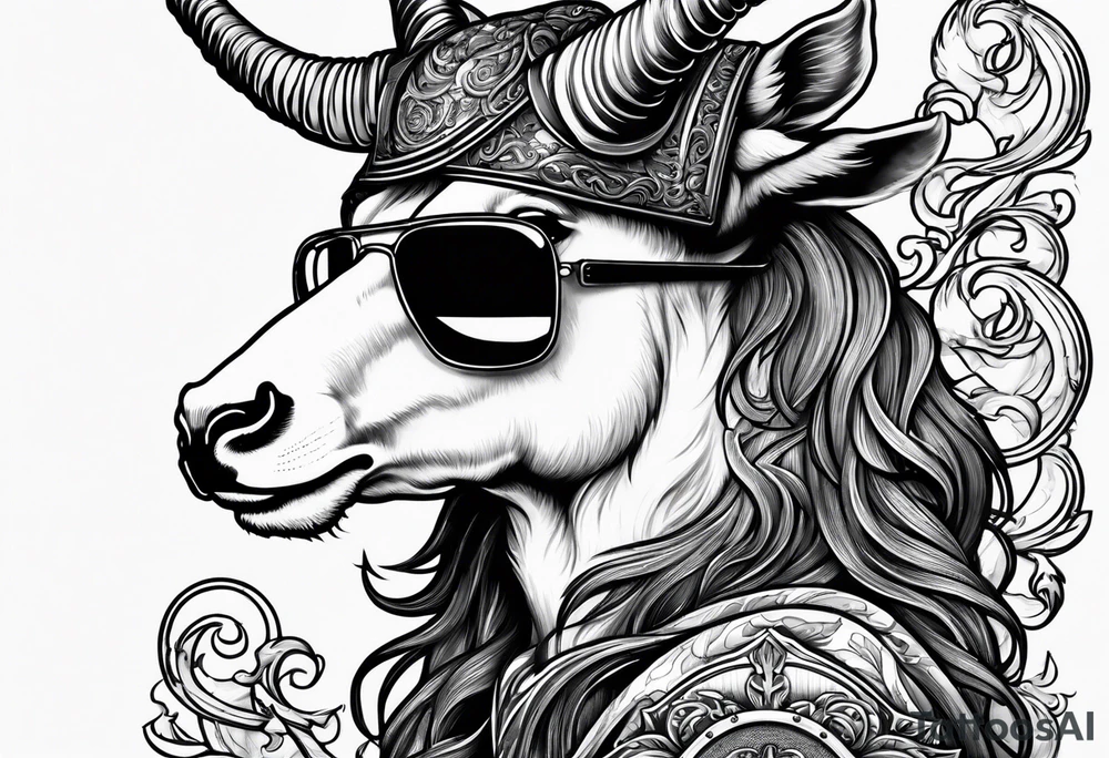 capricorn with sunglasses and shotgun tattoo idea