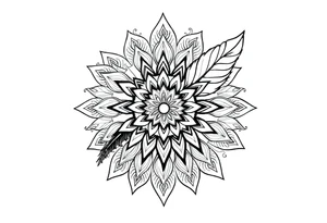 spiritual bold linefeather mandala tattoo idea