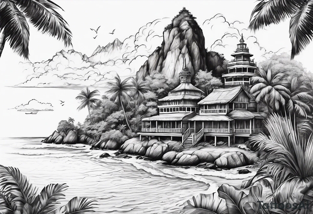 island background tattoo idea