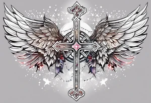 Constellation, wing , snow , cross tattoo idea