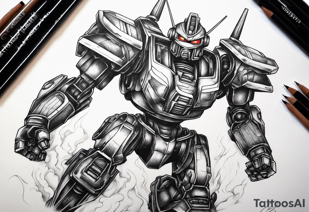 giant robot running tattoo idea