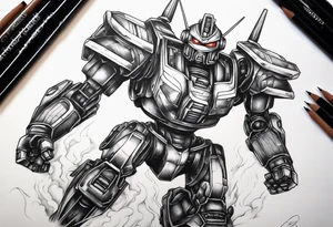 giant robot running tattoo idea