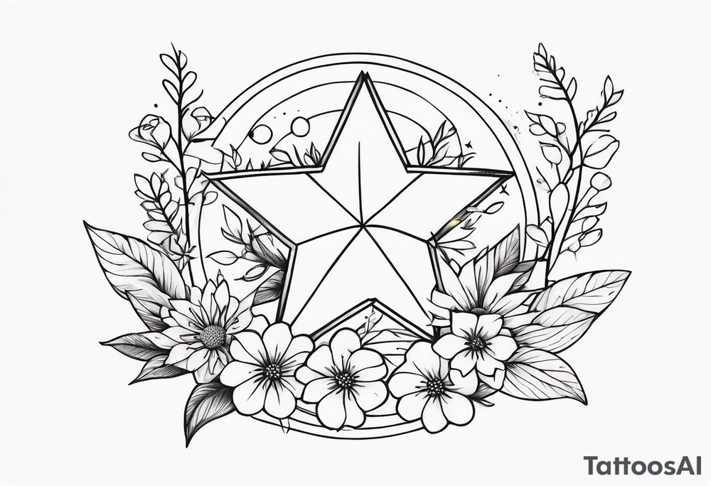 Stars and floral tattoo idea