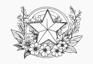 Stars and floral tattoo idea