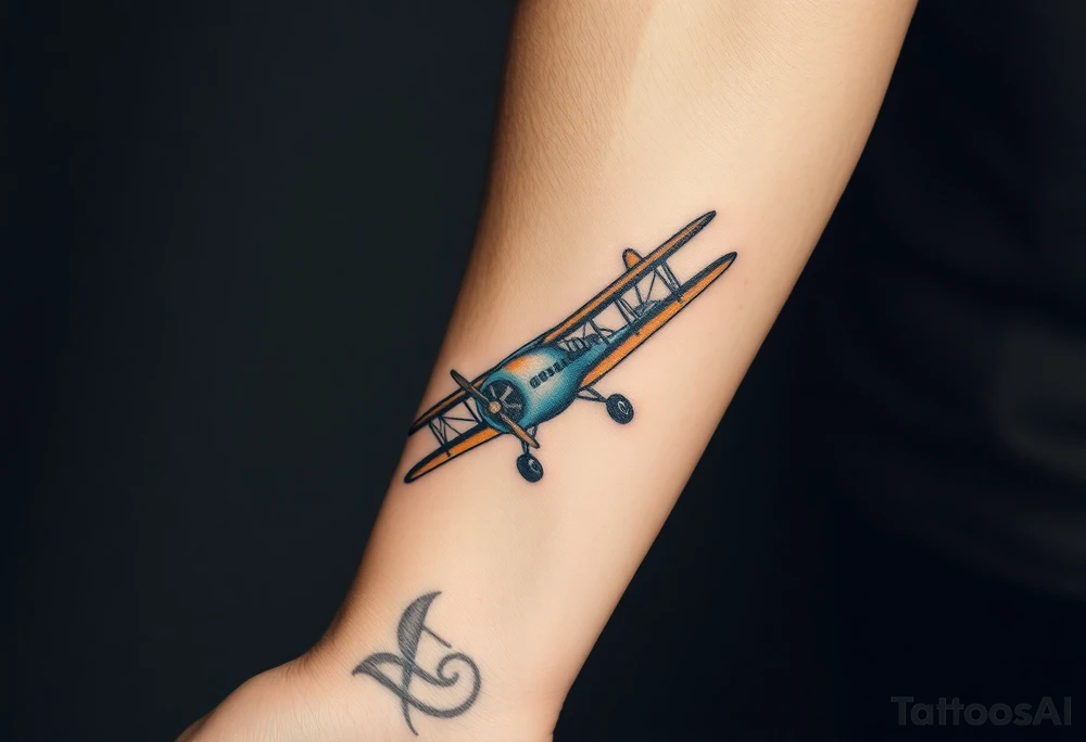 aeroplane with "American traditional" colour tattoo idea