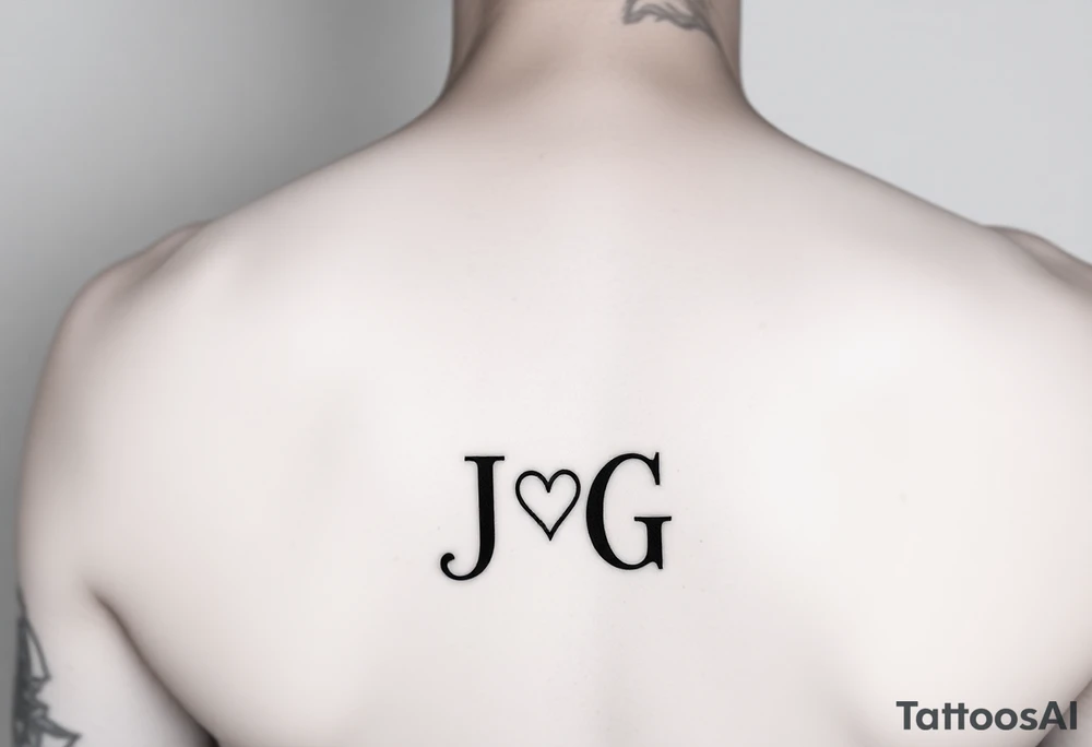 intials JG with a small heart at the bottom on the hips tattoo idea