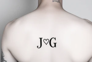 intials JG with a small heart at the bottom on the hips tattoo idea