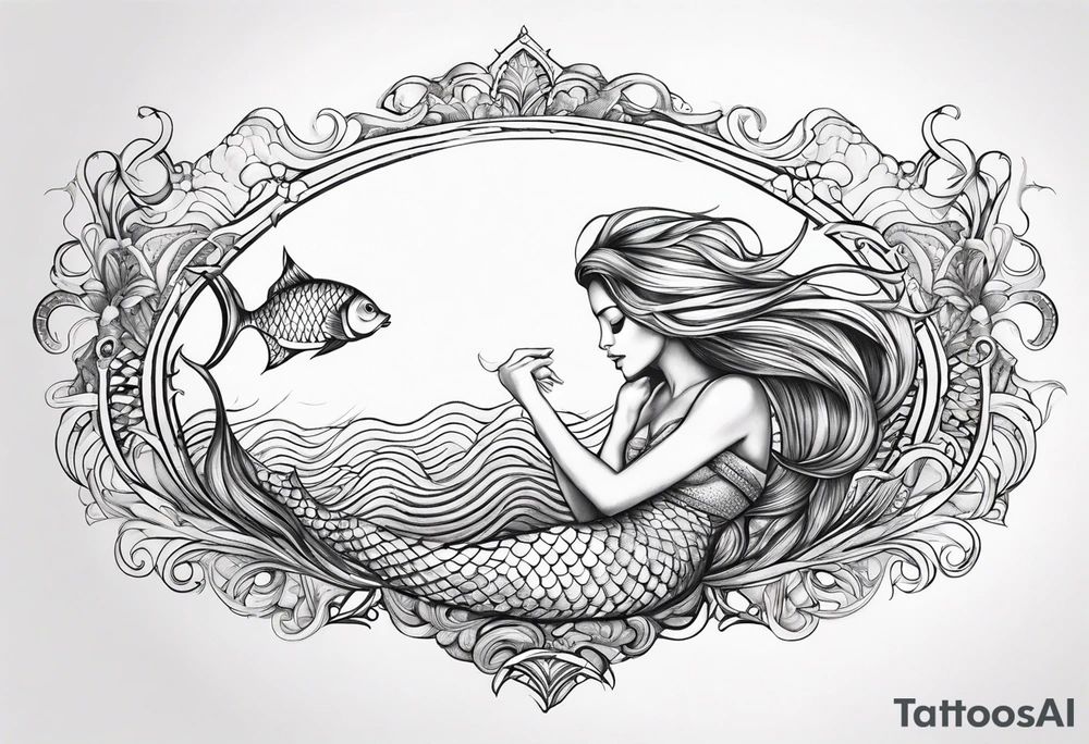 Draw me a nice magical mermaid fish tail tattoo idea