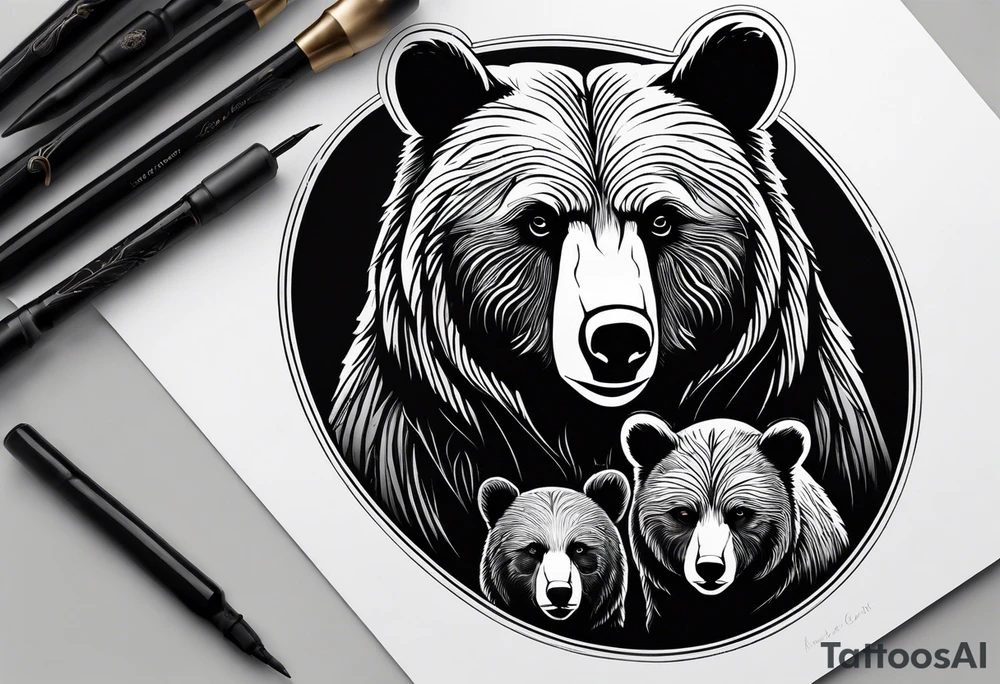 mother bear and cub simple inside oval tattoo idea mother bear and cub simple inside oval tattoo idea