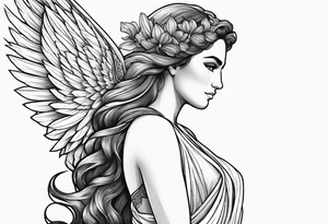 Greek goddess iris with wings coming from her back tattoo idea