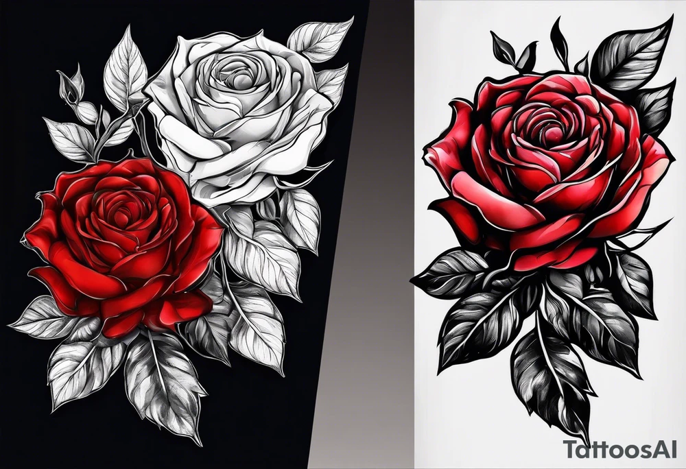 red rose, black background tattoo idea