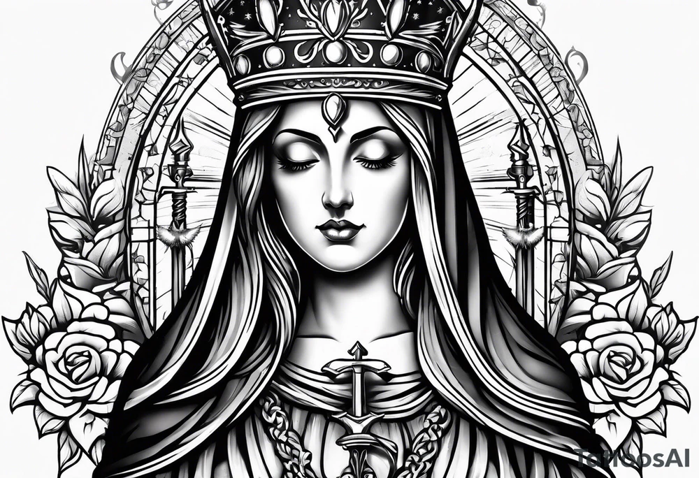 Immaculate heart of Mary with swords or spears going through it tattoo idea