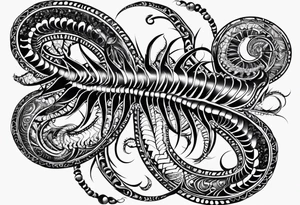 Long many legs tribal centipede tattoo idea