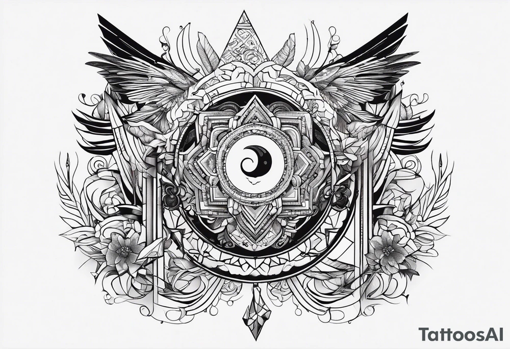 Doppia personalità con acchiappa sogni tattoo idea