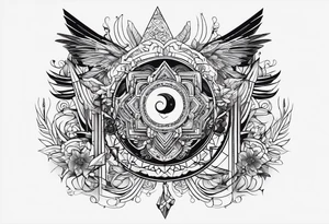 Doppia personalità con acchiappa sogni tattoo idea