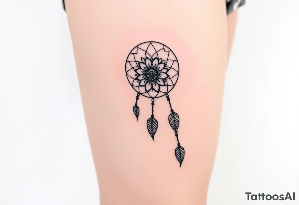 Flower dreamcatcher tattoo idea