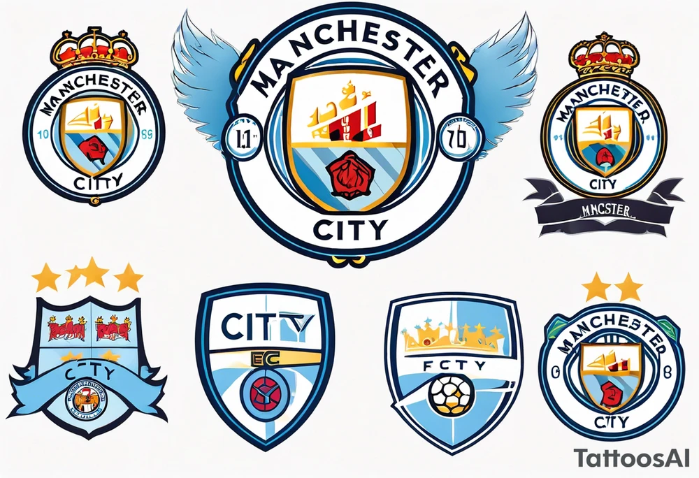 modified Manchester City football club logo or crest with creative background tattoo idea