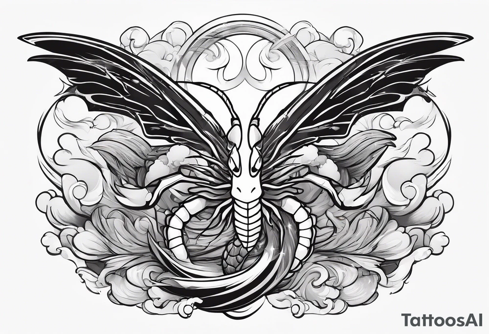 cartoon shrimp with a muscular superhero body flying through the air tattoo idea