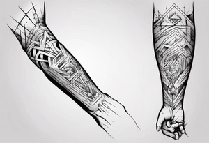 torn thick lines on a forearm. Not much of empty space tattoo idea