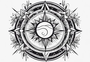 elegant dainty spiritual moon sun arrow tattoo idea