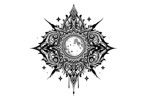 Moon and stars in sky tattoo idea