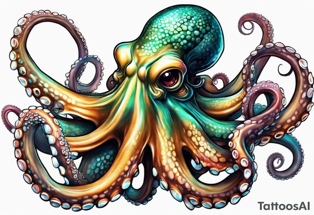 large octopus with multiple tentacles and suckers tattoo idea