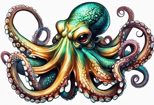 large octopus with multiple tentacles and suckers tattoo idea