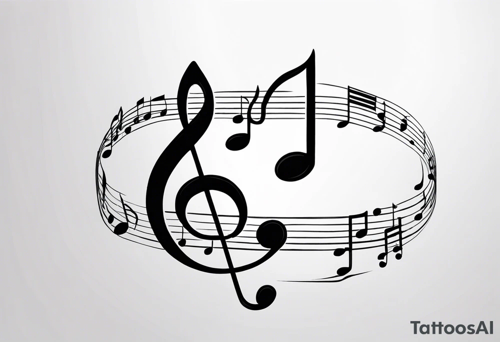 Simple minimalist tattoo in the style of single needle art depicting musical notes in the shape of letters “l” and “r” tattoo idea