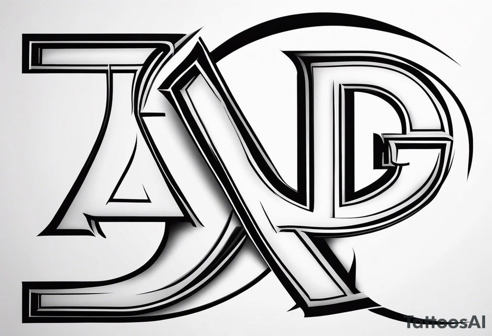 unique symbol with the letters T, A, J, W, D tattoo idea